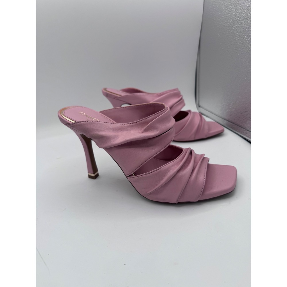 Kenneth Cole Heidi Ruched Square Toe Stiletto Mules Womens 8 Pink Sandals